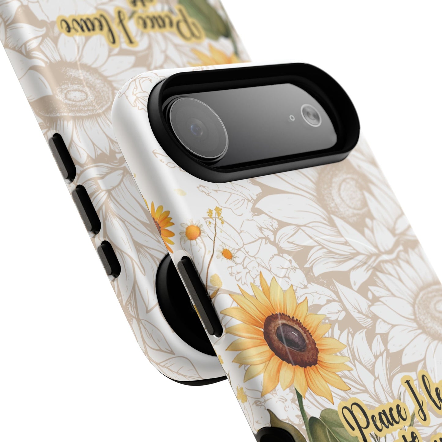 Peace I Leave with You John 14:27,  Inspirational Gift, Tough iPhone Magnetic Case  Scripture, Sunflower Bible Verse, MagSafe® iPhone® Tough Case, iPhone 14, iPhone 15, iPhone 16, Pro, Pro Max, Plus