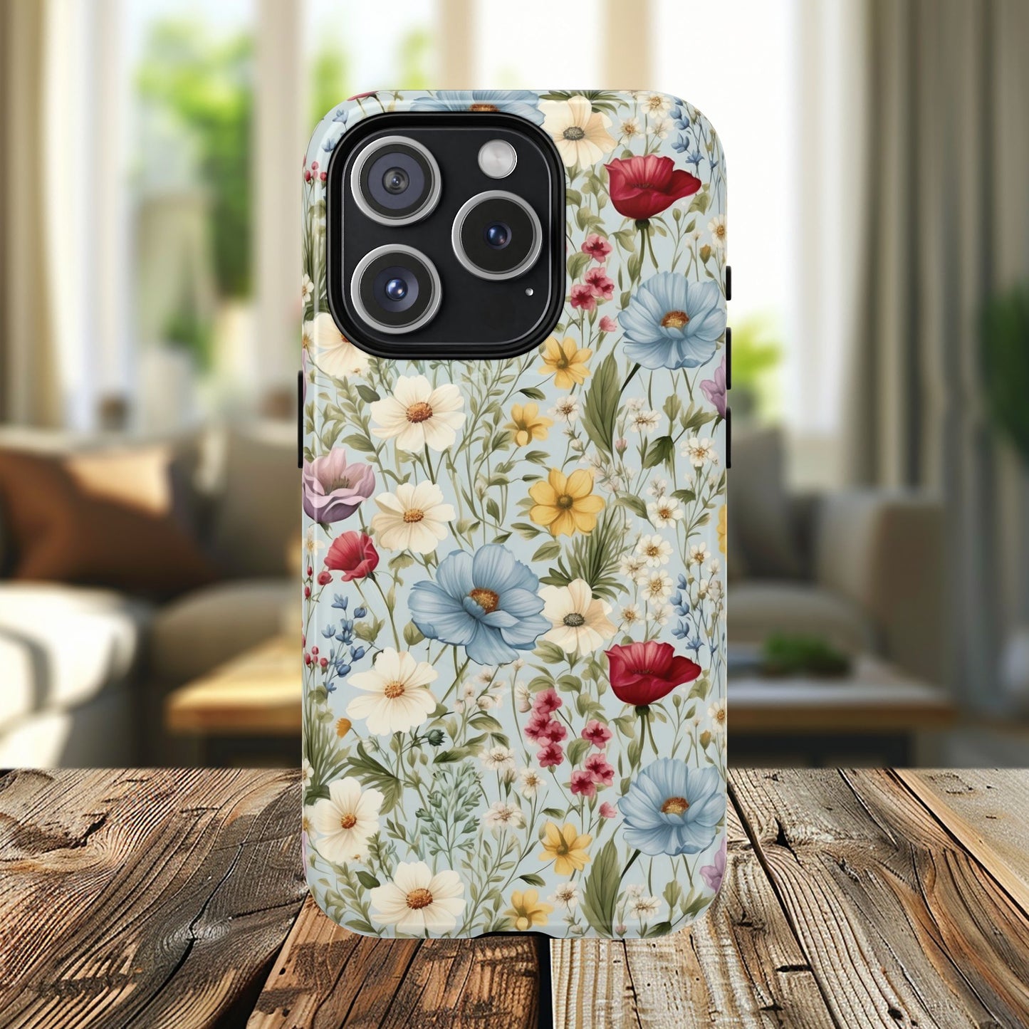 Meadow Whispers Tough iPhone Magnetic Case, Durable iPhone Protection, MagSafe Compatibility Phone Gift for Her, Spring Vibes, Modern Floral Design, Unique Gift Idea