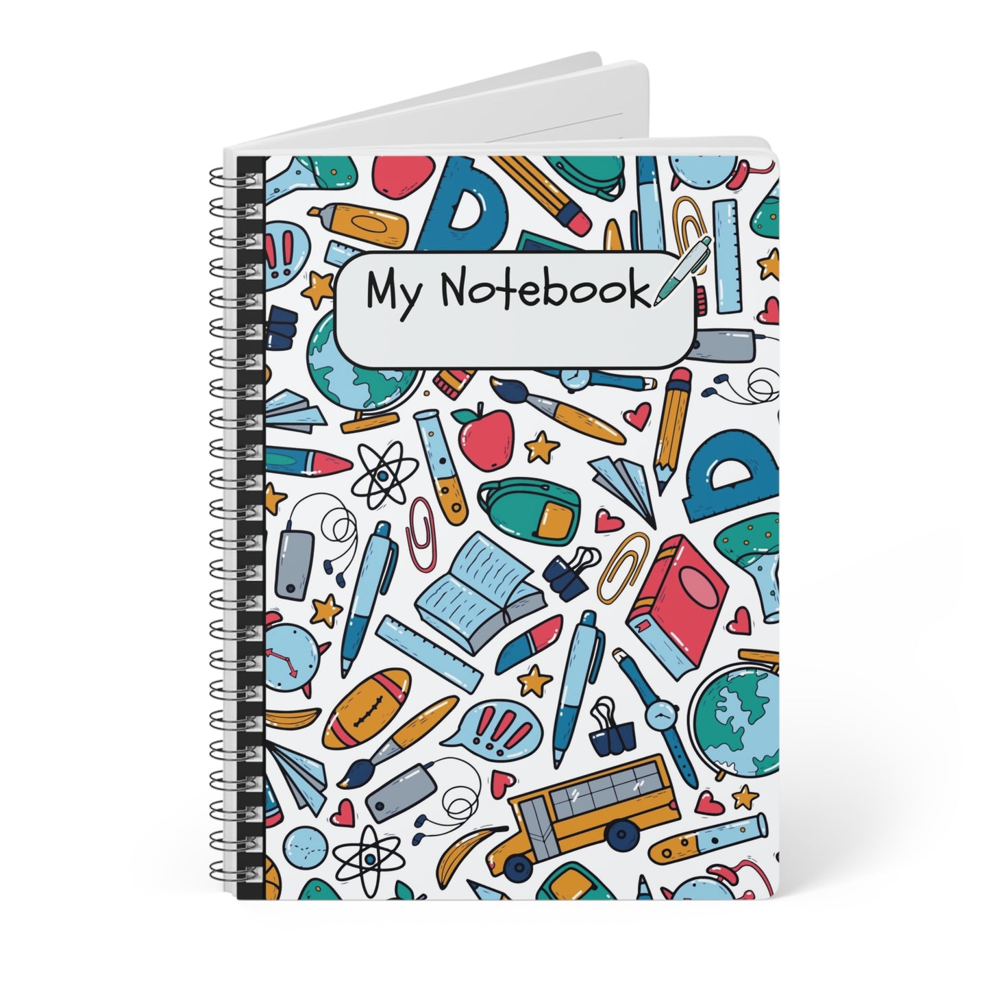 Black School Doodles Softcover Notebook, A5 (PY)