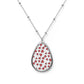 Oval Heart Pattern Necklace — Silver Teardrop Pendant with Red Hearts (Valentine’s Gift)