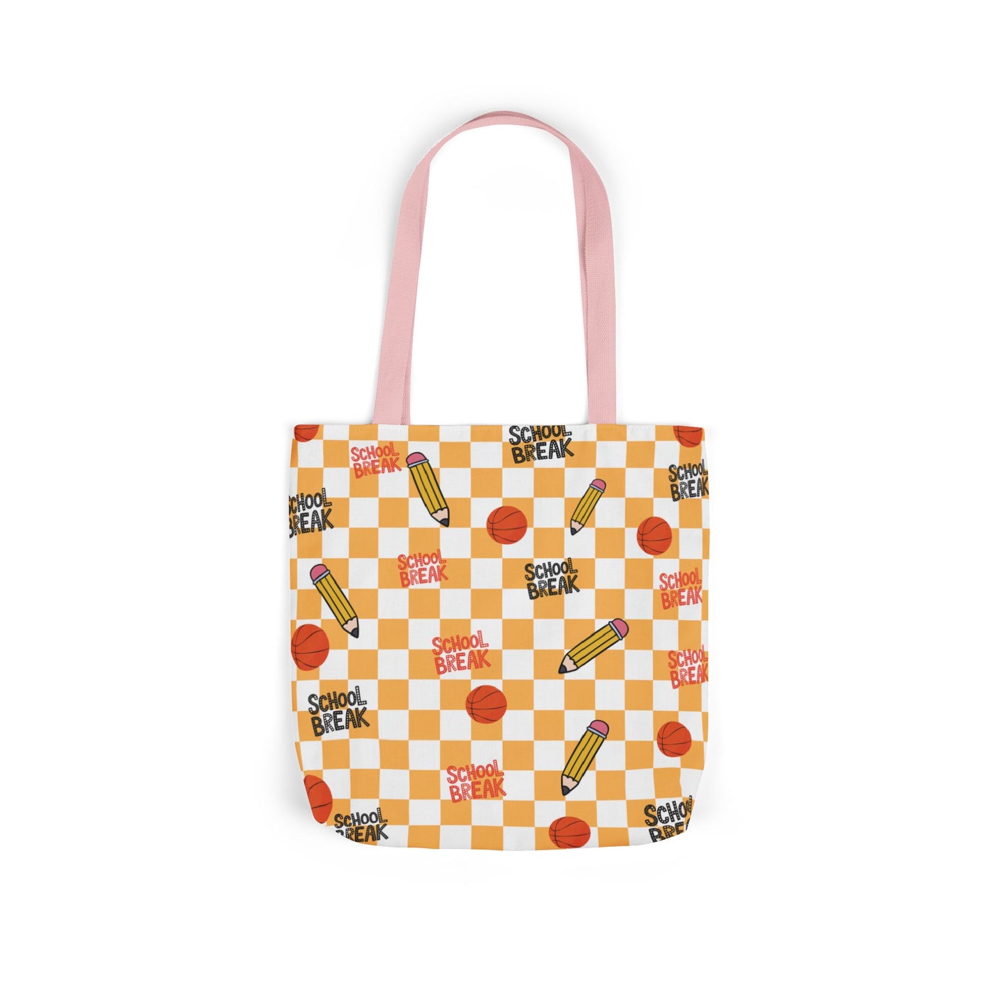 Personalized Orange Schoolyard Chic Composition Book Inspired Canvas Tote Bag with Colorful Straps, Cute School Bag, Eco-Friendly Tote, Back to School Shopping Bag, Teacher Gift Idea