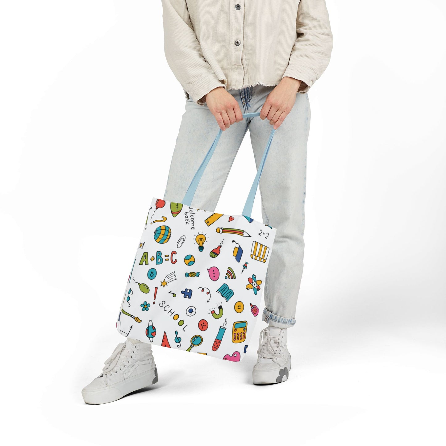 Personalized Classroom Couture Composition Book Inspired Canvas Tote Bag with Colorful Straps, Cute School Bag, Eco-Friendly Tote, Back to School Shopping Bag, Teacher Gift Idea