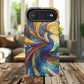 Mosaic Peacock Feathers Magnetic Phone Case, Tough Phone Shell, Vibrant Art Case, Gift for Her, Unique Phone Accessory, Wildlife Lover's Gift, Stained Glass Case.