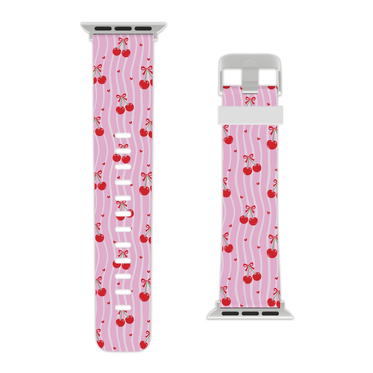 Cherry Blossom Dreams Apple Watch Band — Pink Retro Cherry Silicone Strap