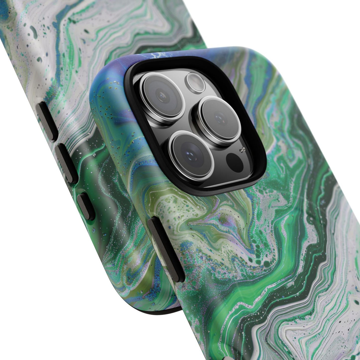 Marbled Tough iPhone Case, Magnetic Protector, Stylish Tech Accessory, Durable iPhone Cover, Unique Gift Idea
