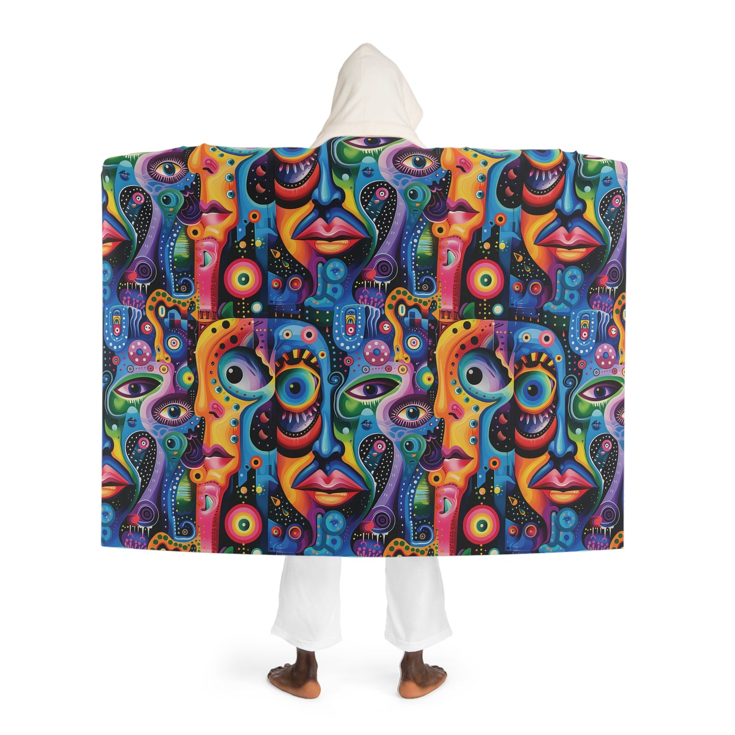 Psychedelic Visions Snuggle Hooded Sherpa Fleece Blanket