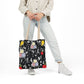 Personalized Black Composition Book Inspired Canvas Tote Bag with Colorful Straps, Cute School Bag, Eco-Friendly Tote, Back to School Shopping Bag, Teacher Gift Idea