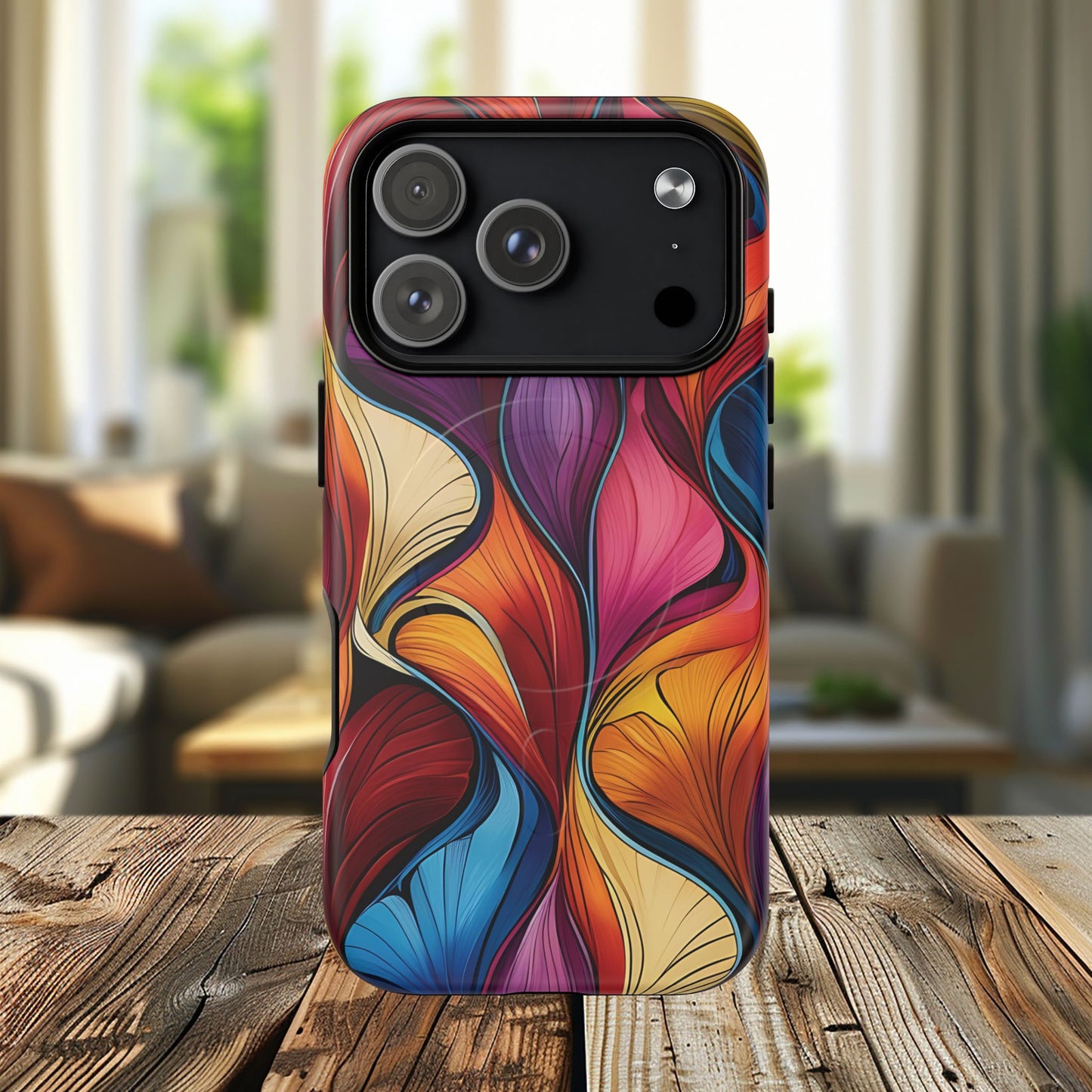 Vibrant Leaf Wave Tough Magnetic Phone Case, Vibrant Smartphone Cover, Unique Protective Case for Gifts, Phone Accessories, Trendy Design