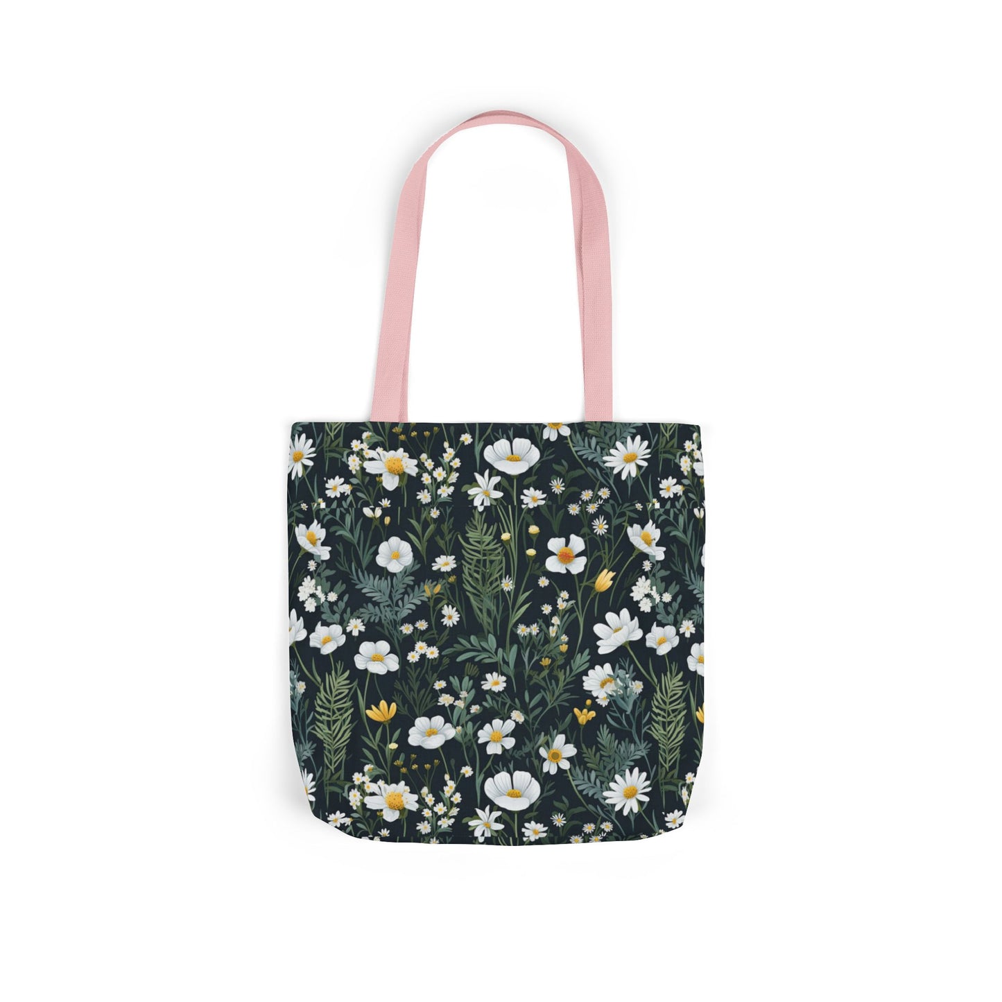 Daisy Delight Floral Canvas Tote Bag with 5-Color Straps | Eco-Friendly Shopping Bag