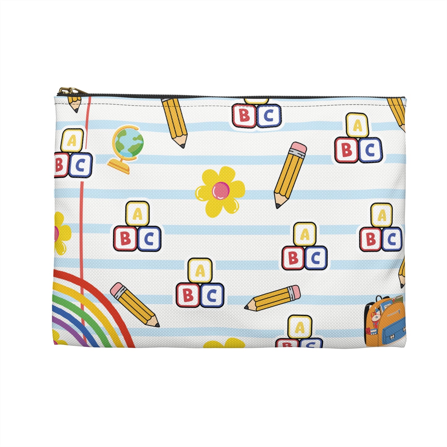 Personalized White SchoolYard Chic Composition Book Inspired Accessory Pouch, Kids School Supplies, Classroom Organizer, Teacher Gift, Fun Stationery Case, Back to School