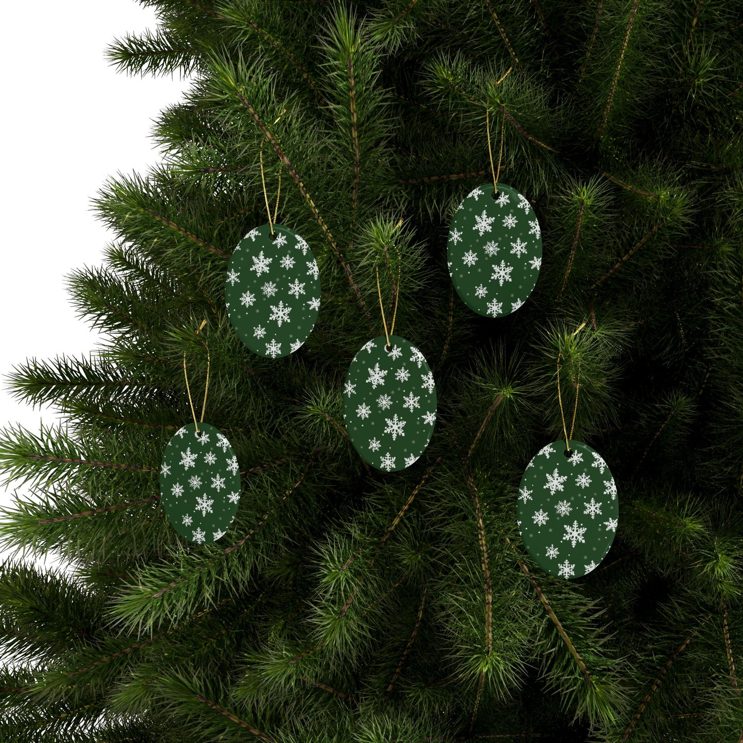 Green Snowflake Elegance Ceramic Ornaments (1pcs, 5pcs, 10pcs, 20pcs)