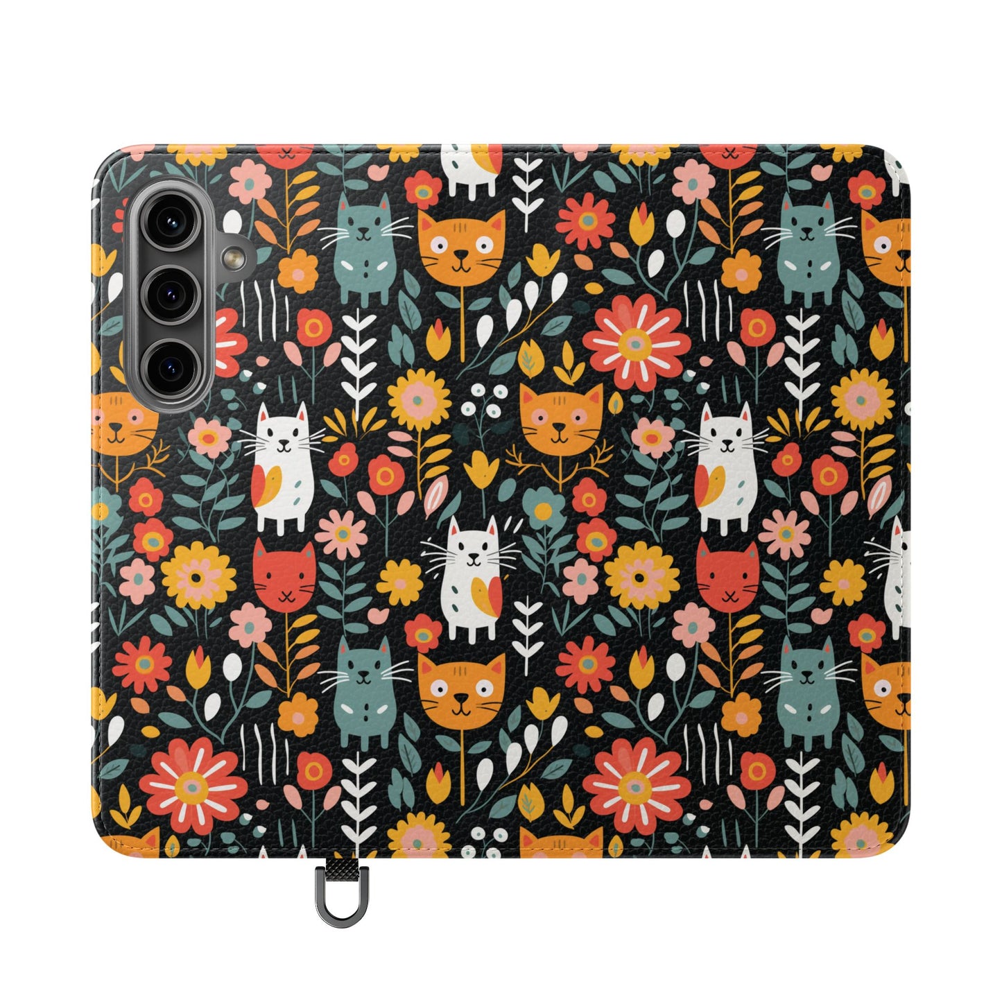 Whimsical Feline Garden iPhone and Samsung Flip Cases