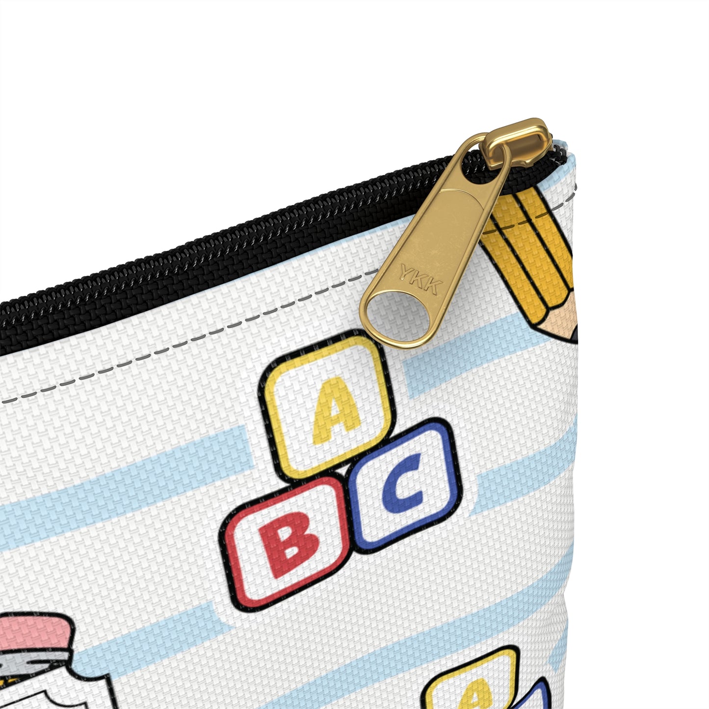 Personalized White SchoolYard Chic Composition Book Inspired Accessory Pouch, Kids School Supplies, Classroom Organizer, Teacher Gift, Fun Stationery Case, Back to School