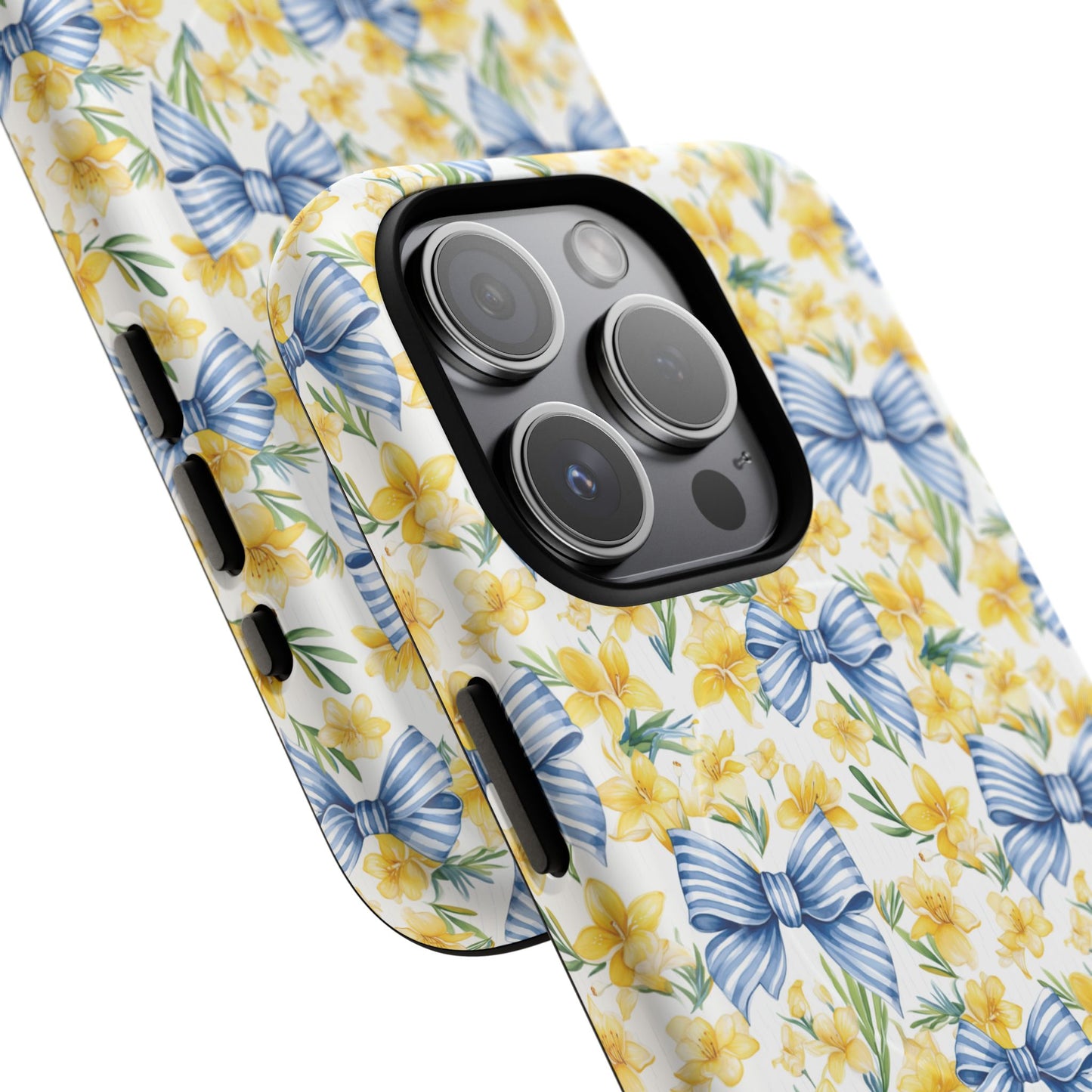 Sunshine Blue Coquette Bows Tough iPhone Magnetic Case for iPhones, Cute iPhone Cover, Spring Gift, Durable Case, Custom iPhone Protection