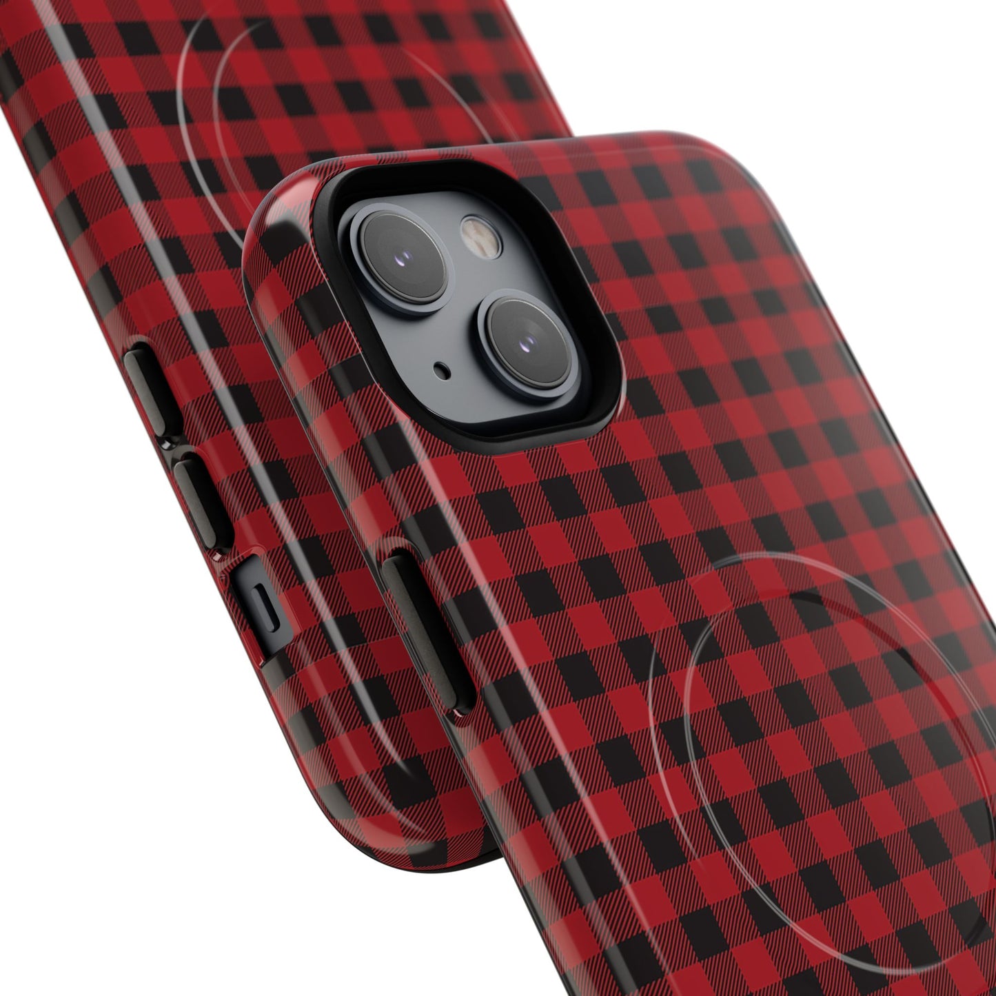 Tough Magnetic Phone Case - Red Plaid, Durable, Stylish Protection for iPhones, Gift for Outdoor Lovers, Unique Phone Cover