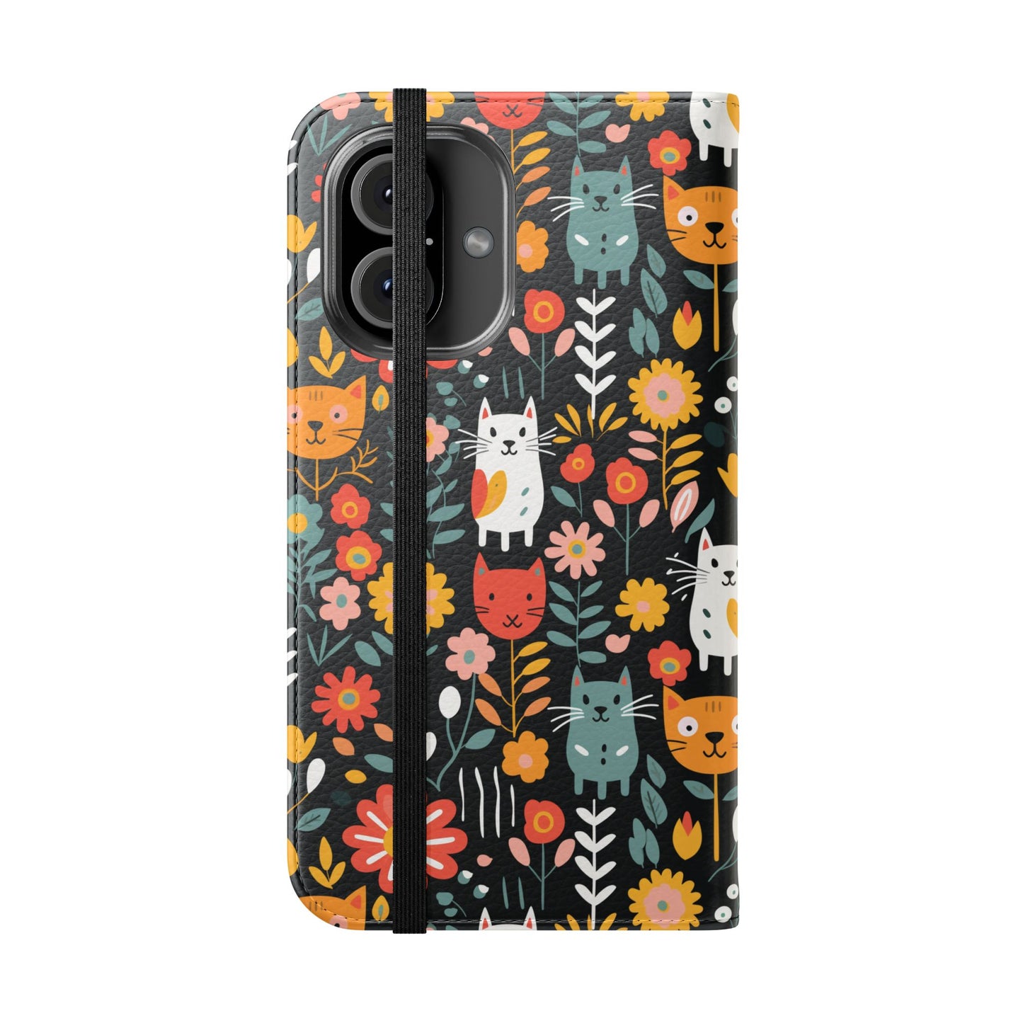 Whimsical Feline Garden iPhone and Samsung Flip Cases