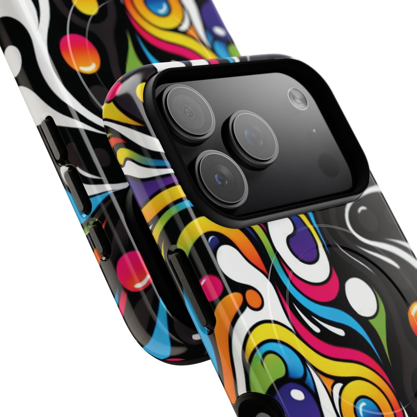 Vibrant Yin Yang Pop Splash Tough Magnetic iPhone Cases, Bold Artwork, Customizable Protection, Gift for Tech Lovers, Colorful iPhone Accessories