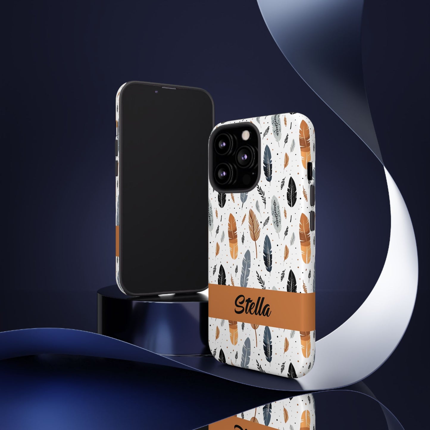 Personalized Whispering Feathers Samsung, Google Pixel and iPhone Case, Custom Name Case.