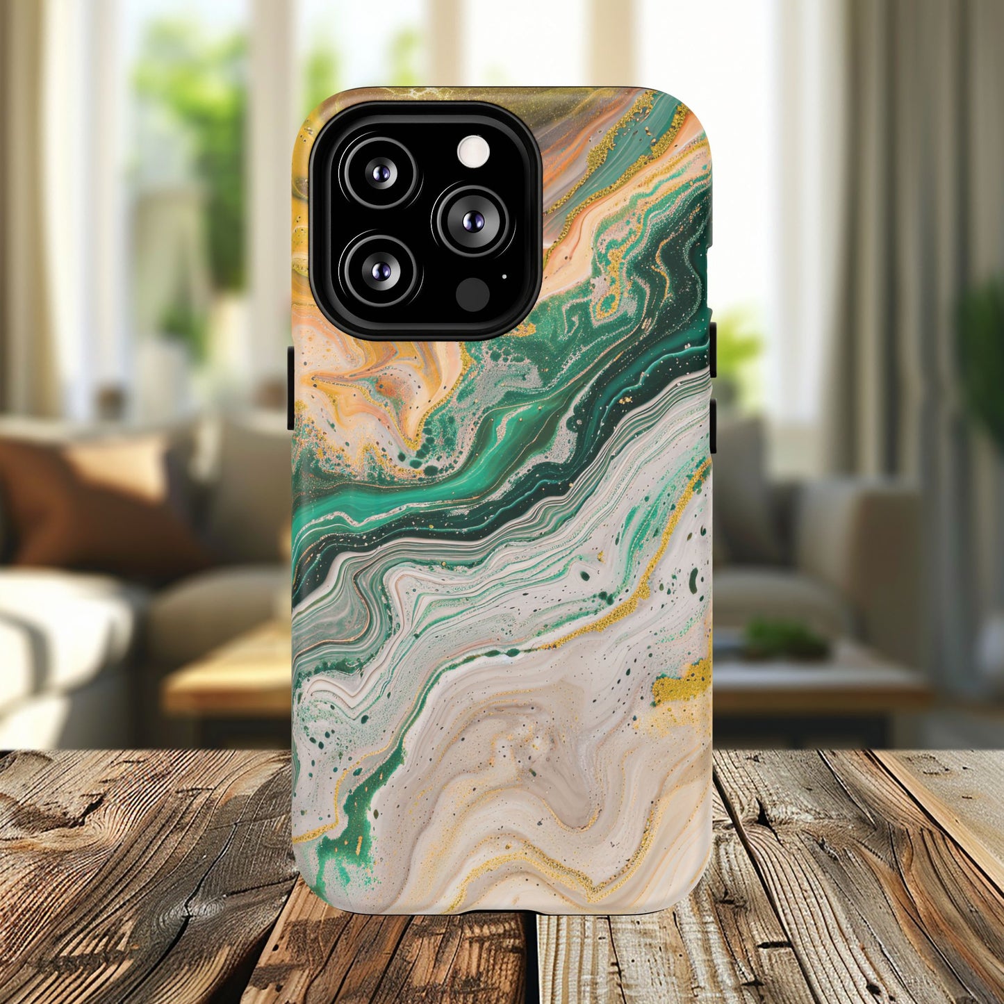 Magnetic iPhone Cases with Green Marble Design, Tough Magnetic Cases, iPhone Accessories, Gift for Her, Trendy iPhone Cover