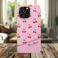 Personalized Cherry Blossom Dreams Flexi Case — Pink Retro Cherry iPhone® 7/8, 11, 12, 13, 14, 15, 16, 17, X/XS, SE, XR, Mini, Pro, Pro Max, Plus Cases.