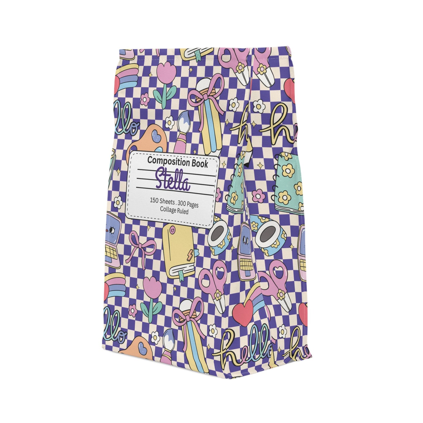 Custom Purple Doodle Daydream Composition Book Inspired Stylish Polyester Lunch Box for Kids - Perfect for School, Picnics, or Snacks | Personalized ABC Design, Back to School, Family [...]