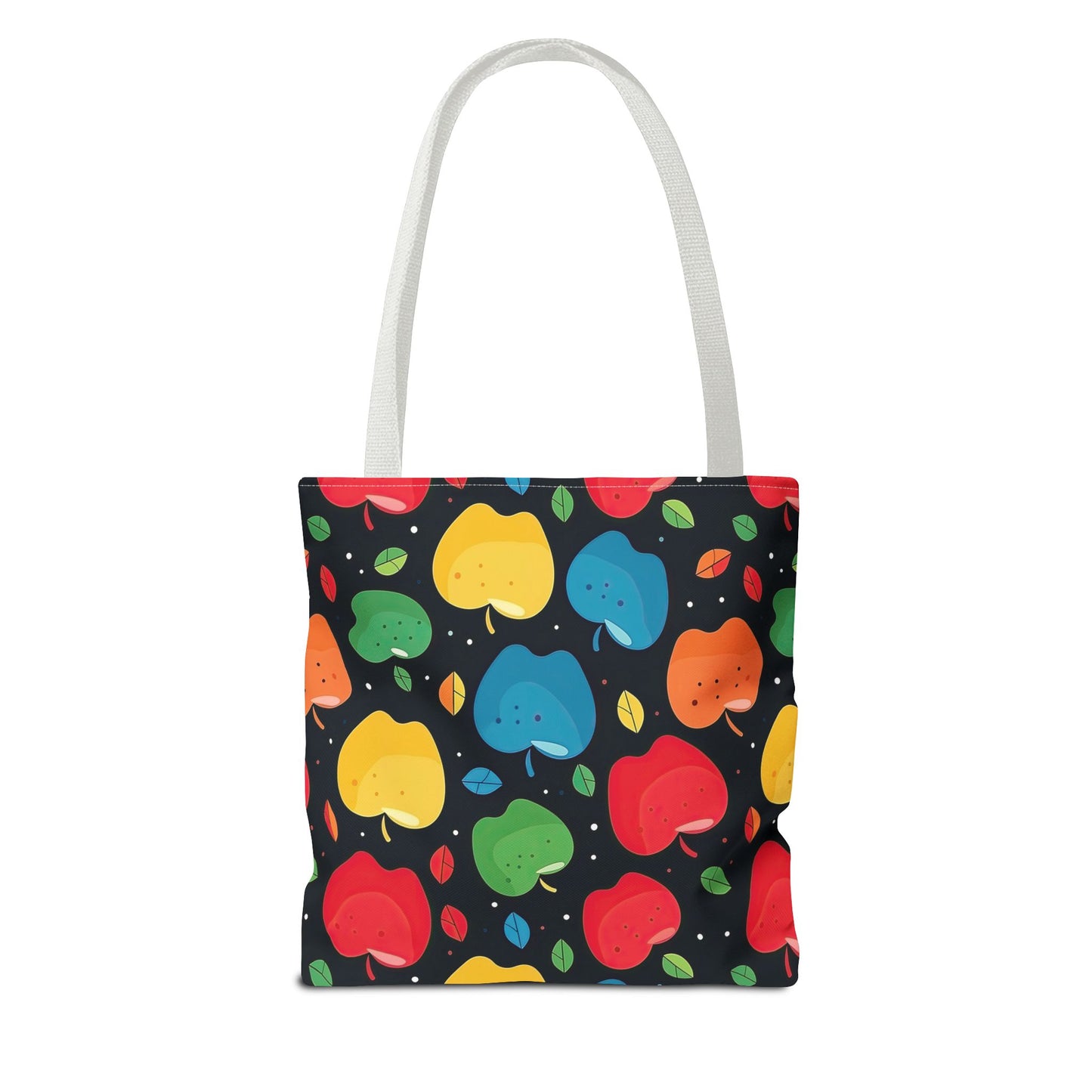 All-Over Apple Print Personalized Tote Bag — Durable Everyday Carry (3 Sizes, 5 Handle Colors)