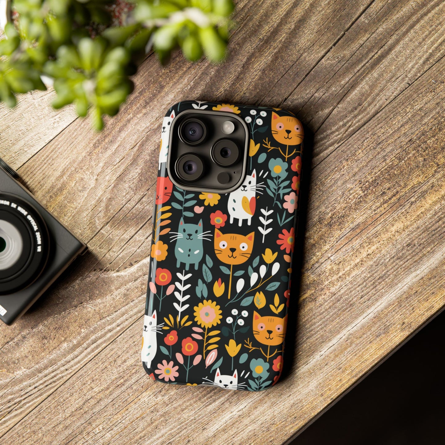Whimsical Feline Garden iPhone, Samsung or Google Pixel Tough Cases