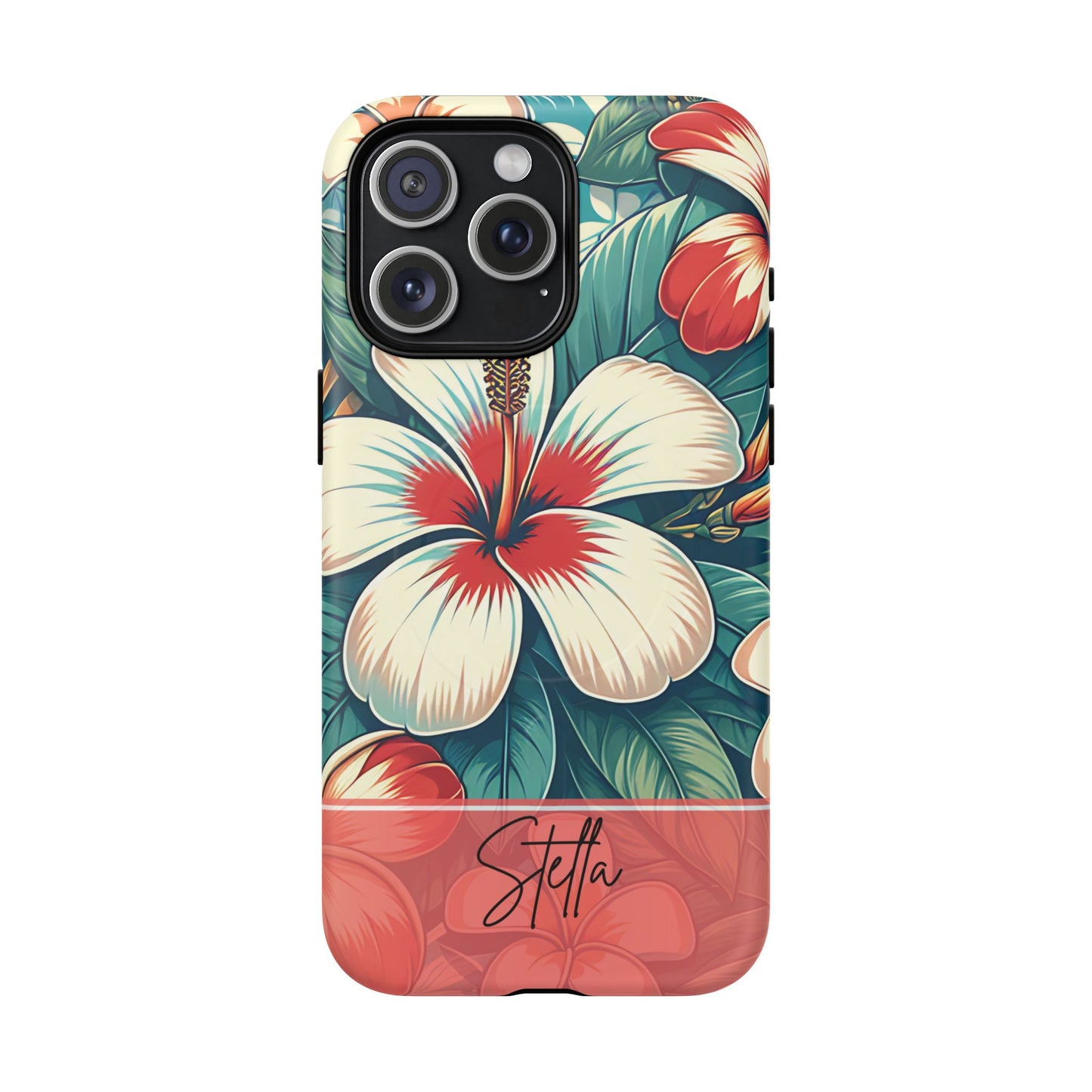 Tough Floral Phone Case, Tropical Hibiscus Design, Gift for Her, Summer Accessory, Customizable Phone Cover
