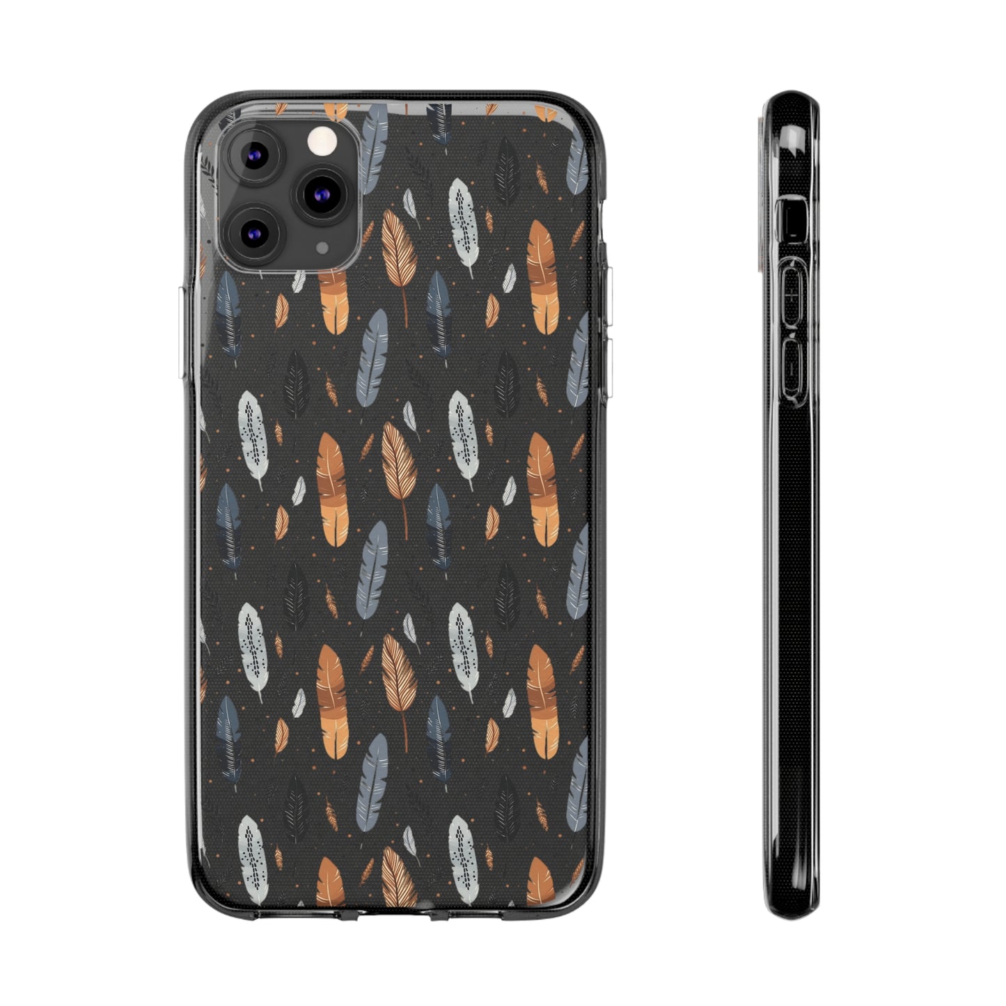 Whispering Feathers Clear Silicone iPhone Cases