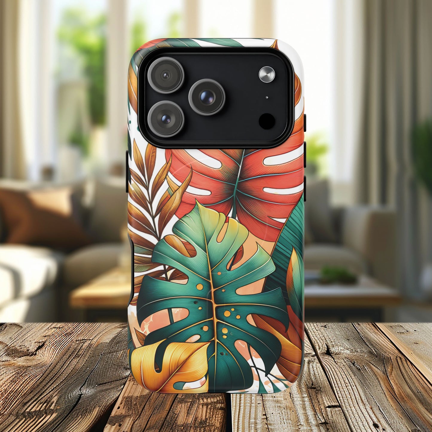 Tropical Monstera Leaf Phone Case - Stylish Tough Magnetic Cases, Floral Protection, Summer Vibe, Gift for Nature Lovers, Trendy Mobile Accessories