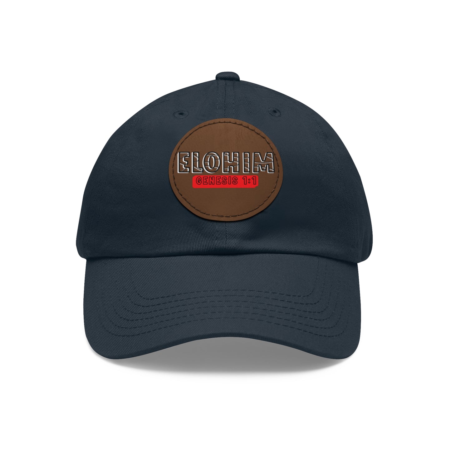 'ELOHIM, GENESIS 1:1- Stylish Dad Hat with Leather Patch | a Unisex Gift, Casual Wear, Summer Accessory, Unique Outdoor Cap, Adjustable Sun Hat, Christian Gift