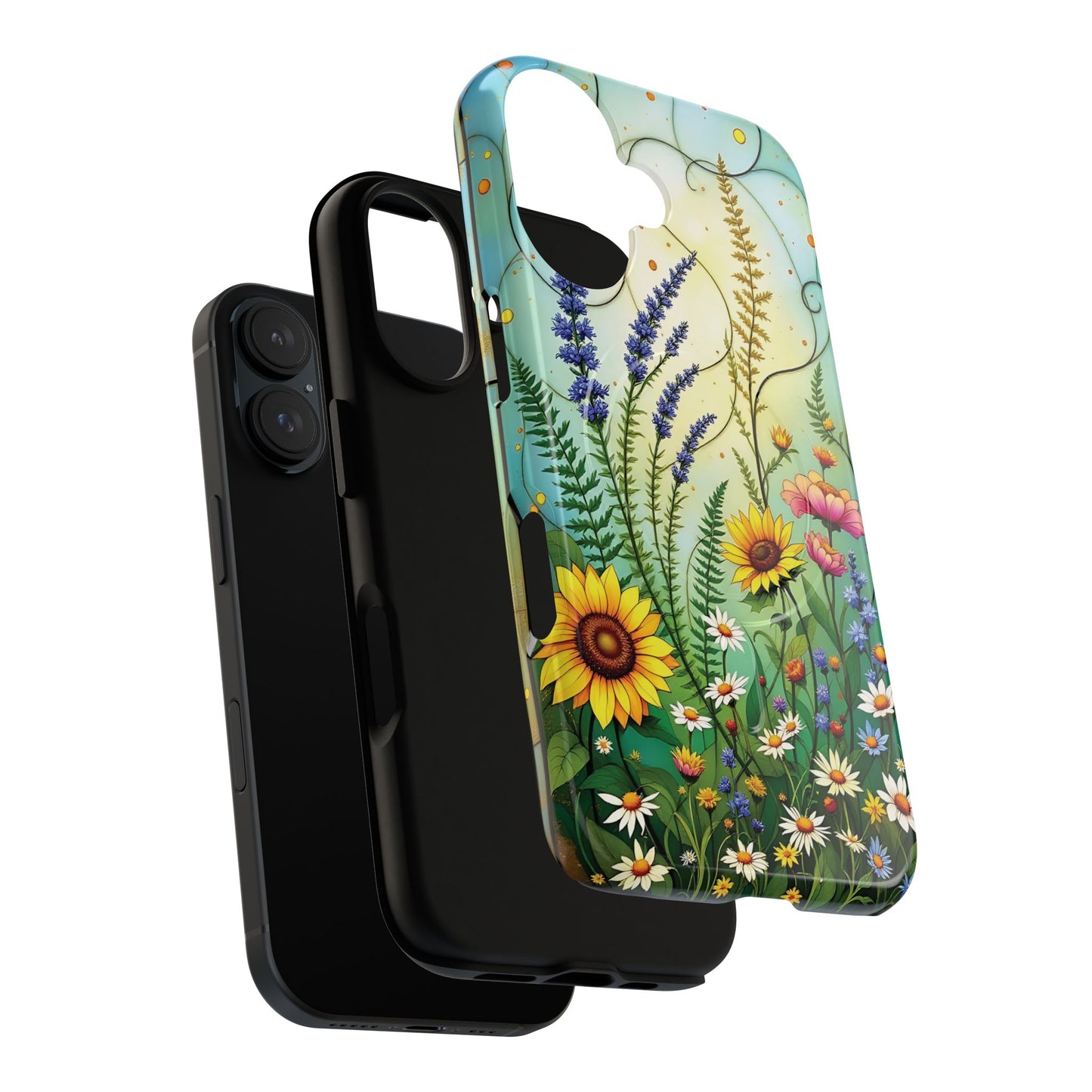 Floral Stained Harmony Glass Tough Magnetic Phone Case | Nature Inspired Design | Durable Protection | Gift for Nature Lovers | Spring Vibe