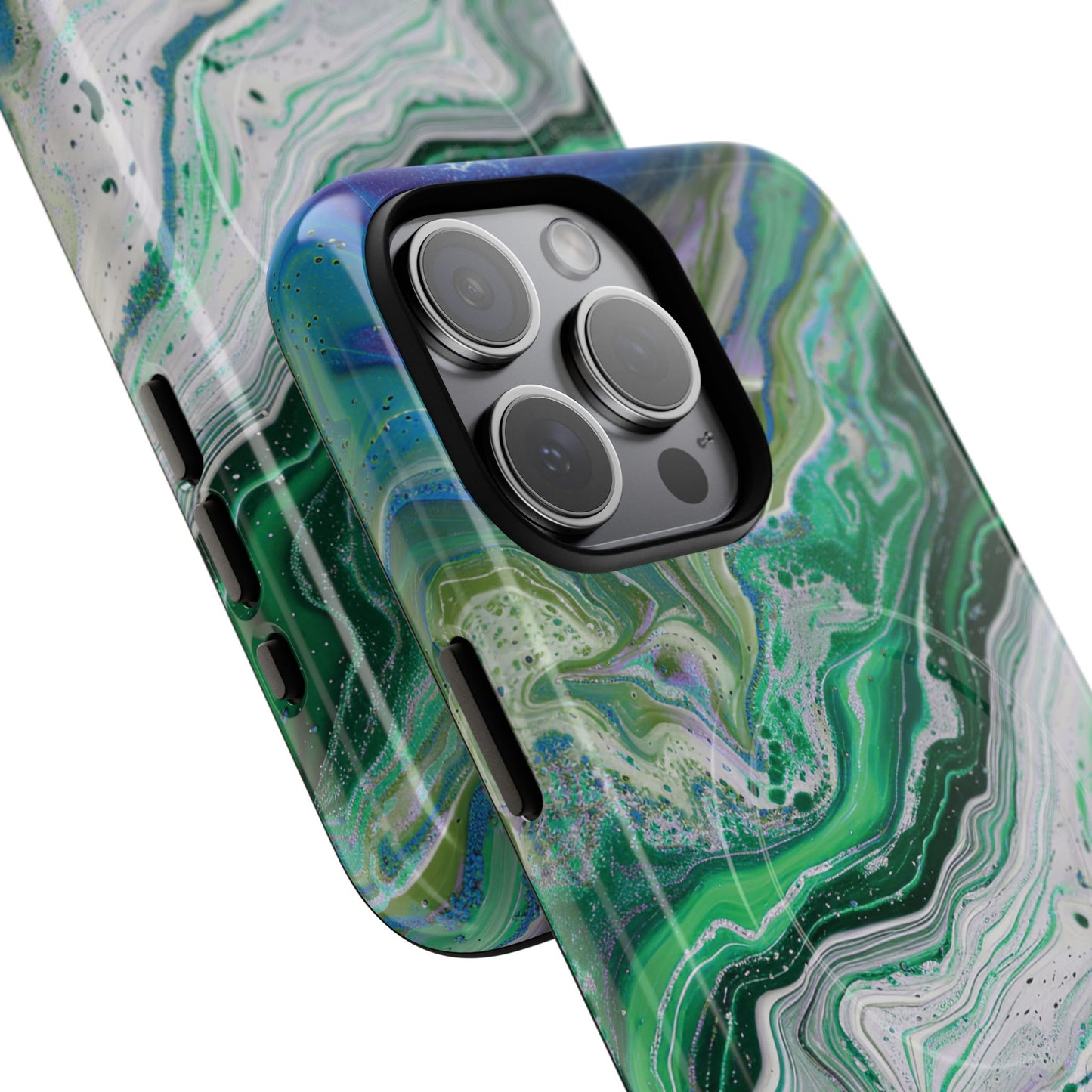 Marbled Tough iPhone Case, Magnetic Protector, Stylish Tech Accessory, Durable iPhone Cover, Unique Gift Idea