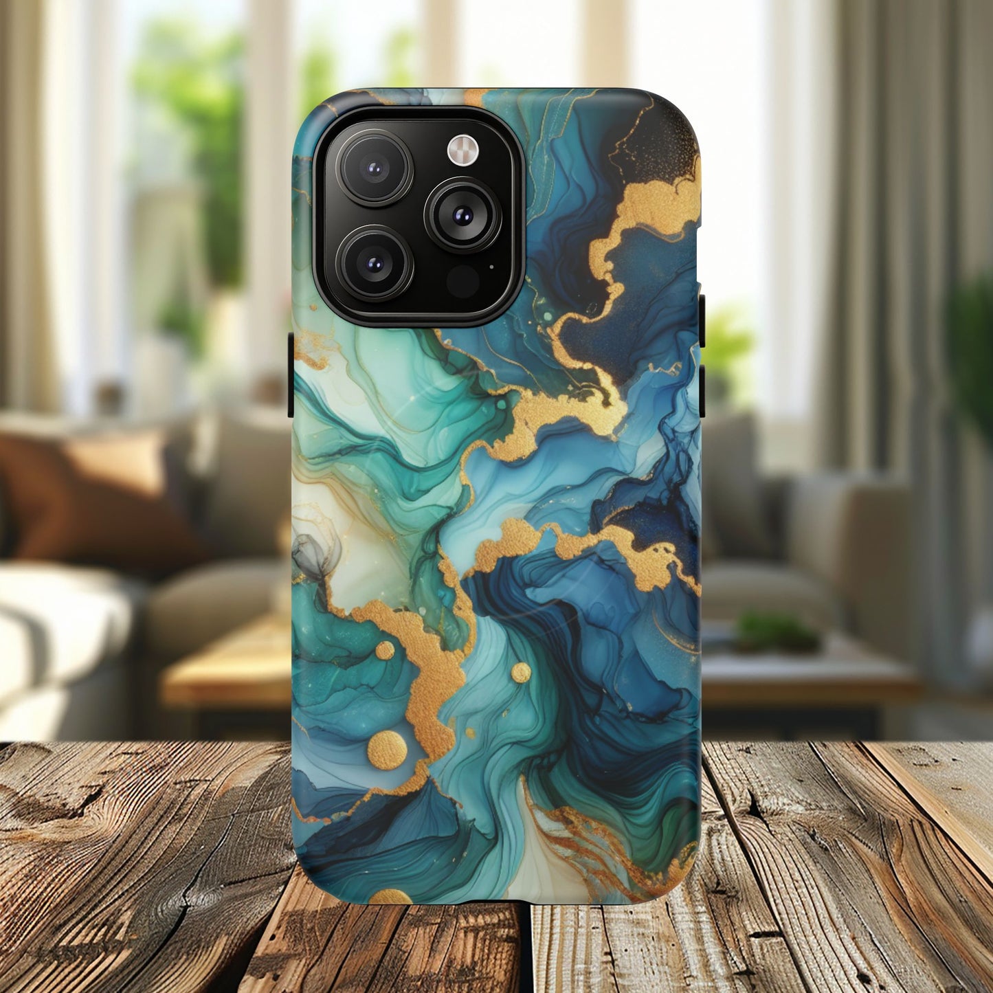 Ocean Quartz Luxe Marble Pattern Tough Magnetic iPhone Case, Phone Accessories, Luxury Gift, Durable iPhone Cover, Unique Design for iPhone Users.