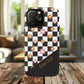 Groovy Checkered Bloom iPhone Case, Tough Magnetic Cases for Women, Stylish iPhone Cover, Trendy Floral Print, Gift for Her, Everyday Accessories