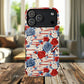 Floral Freedom Tough iPhone Magnetic Case, Red Blue Flower Design,  iPhone MagSafe® compatibility Cover, Best Gift for Her, Holiday Present