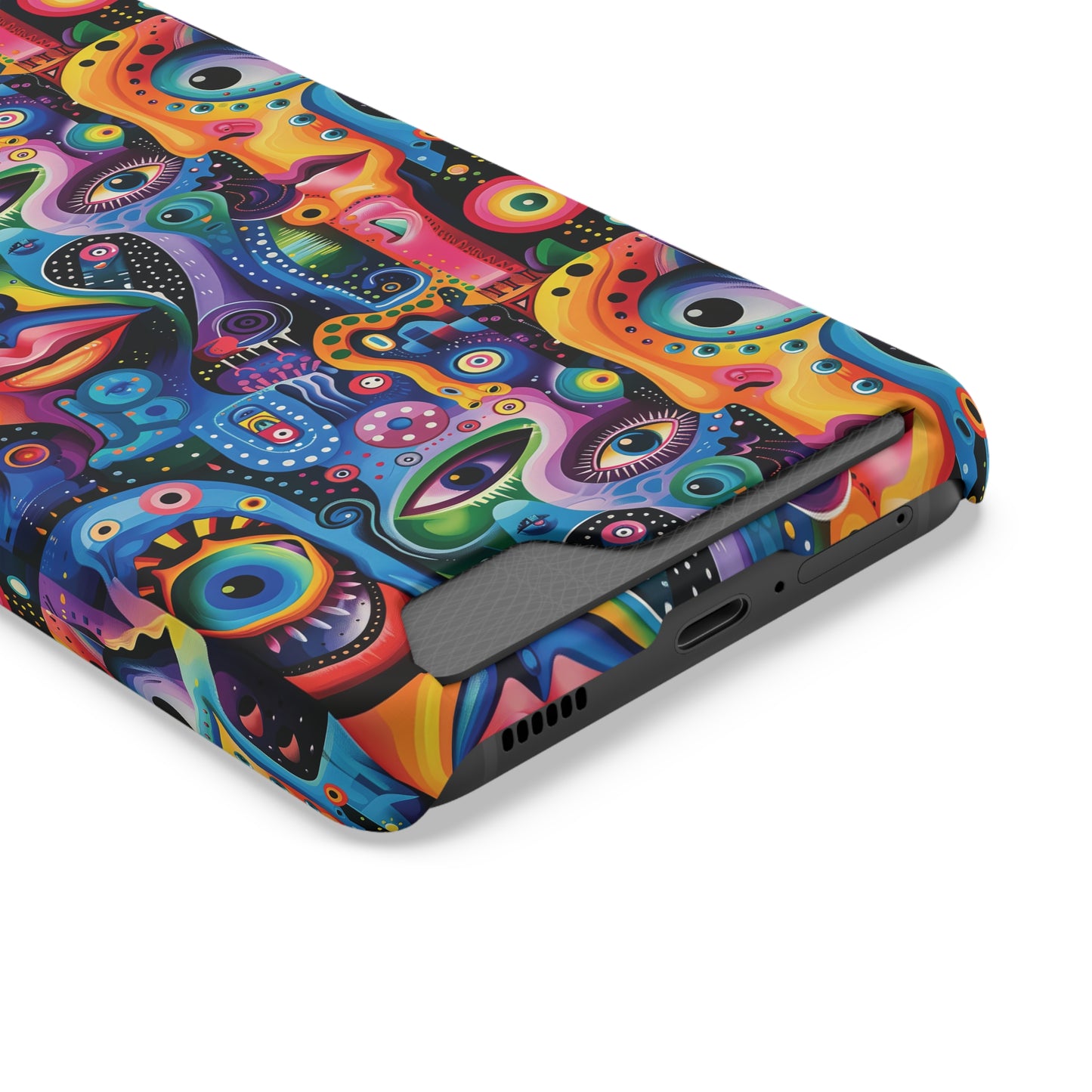 Psychedelic Visions Phone Case with Card Holder - Colorful and Stylish Design for Creatives