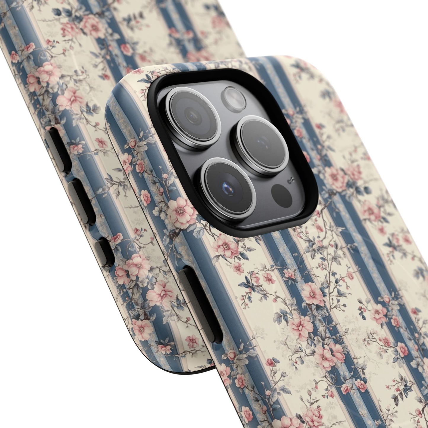 Victorian Rose Stripe iPhone Case, Tough Magnetic Cases for Stylish Protection, Flower Pattern iPhone Cover, Trendy Gift Idea for Her