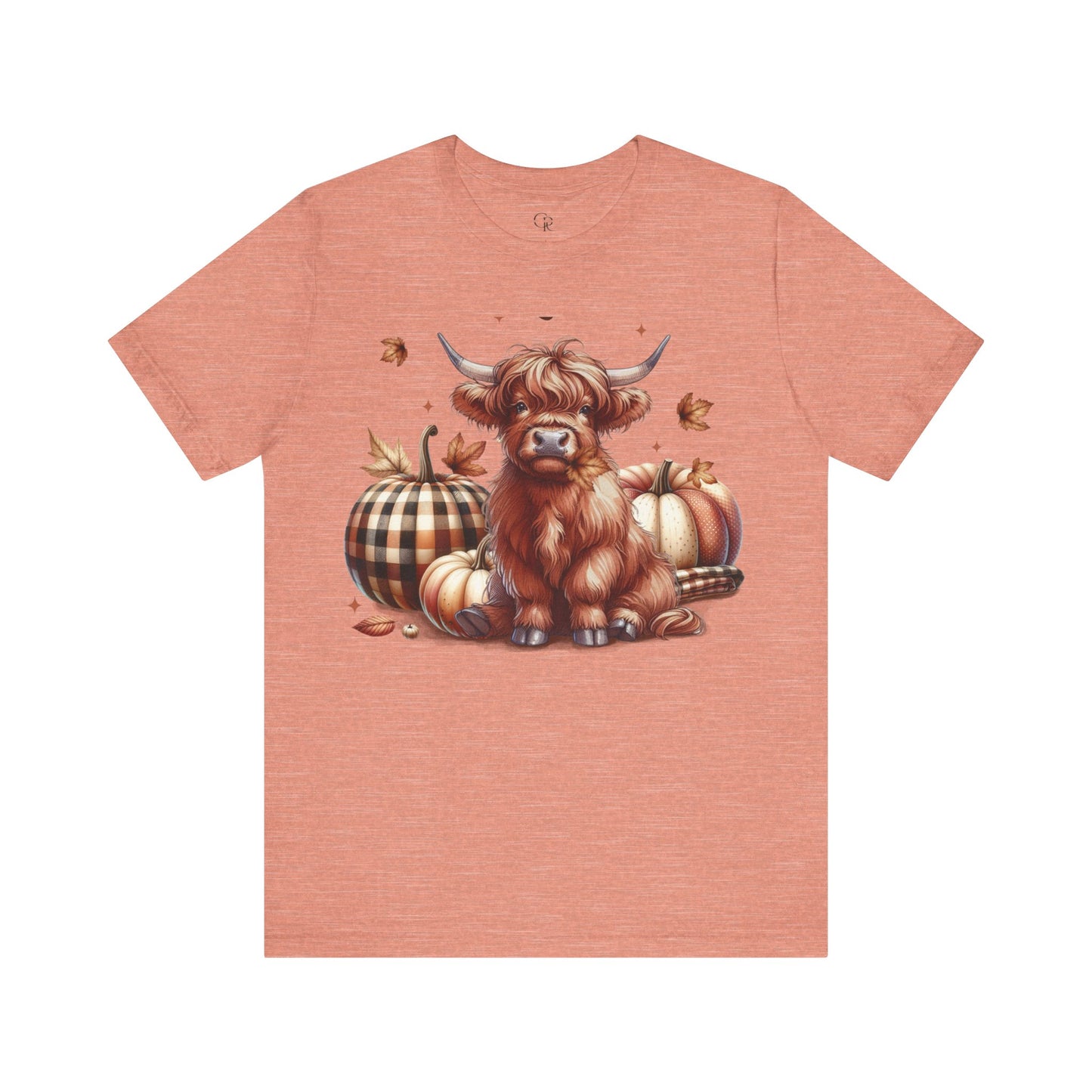 Autumn Highland Cow Charm Unisex Jersey Short Sleeve Tee