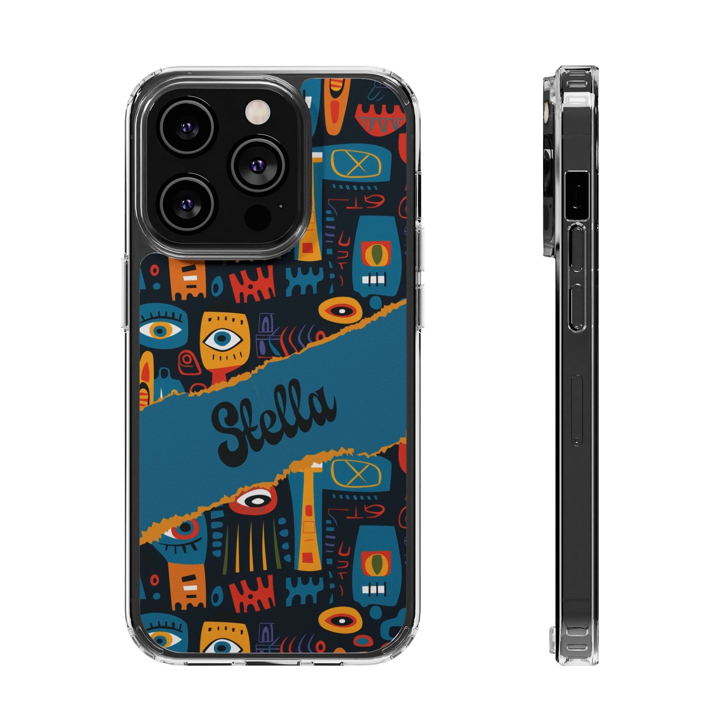 Phone Case — Colorful Abstract Faces Clear Impact-Resistant Case