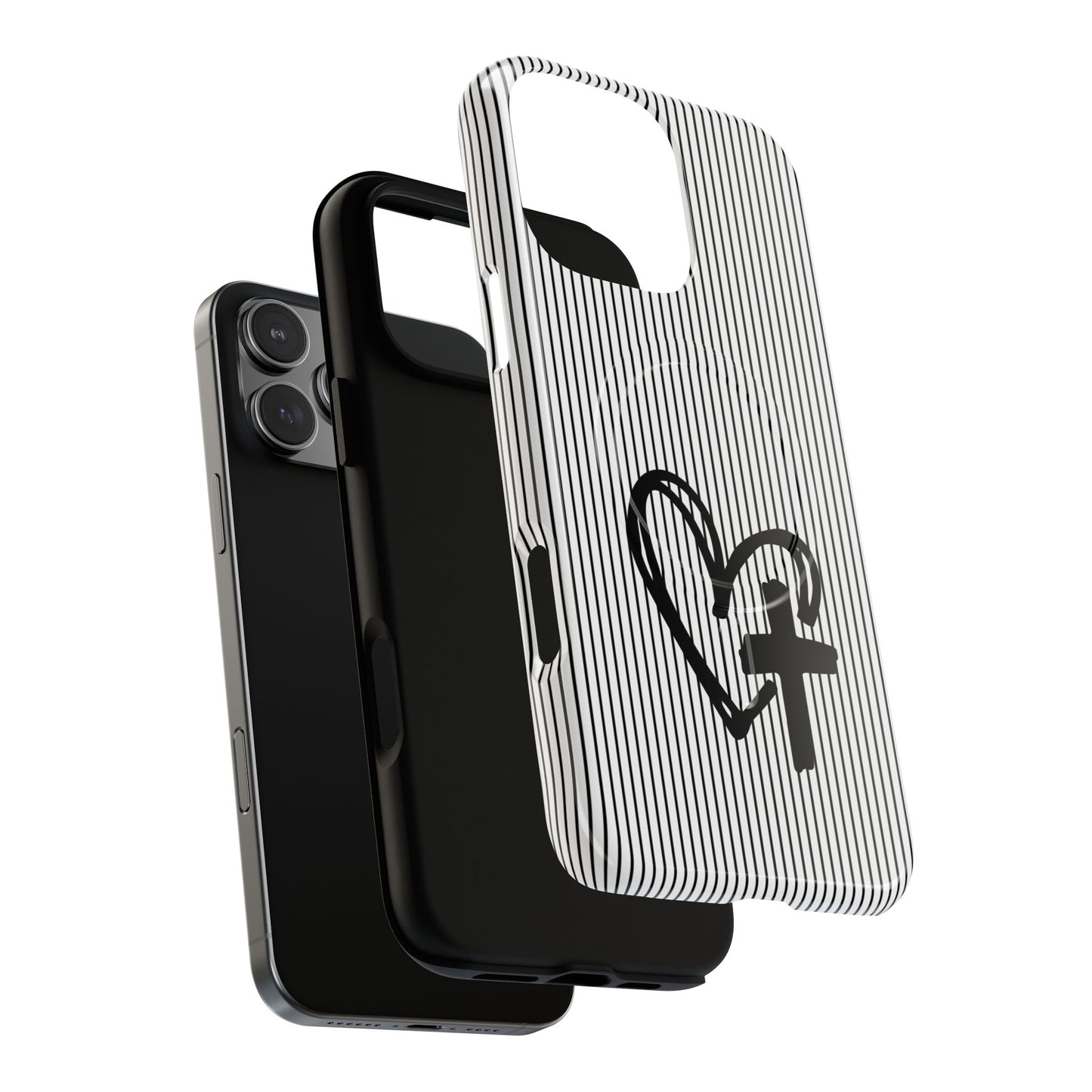 Tough Magnetic Phone Case with Heart & Cross Design, Durable Phone Cover, Unique Gift for Her, Stylish Accessory, Everyday Use