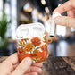Stained Glass Effect Floral Orange Marigold AirPod Case — Personalized Name Option