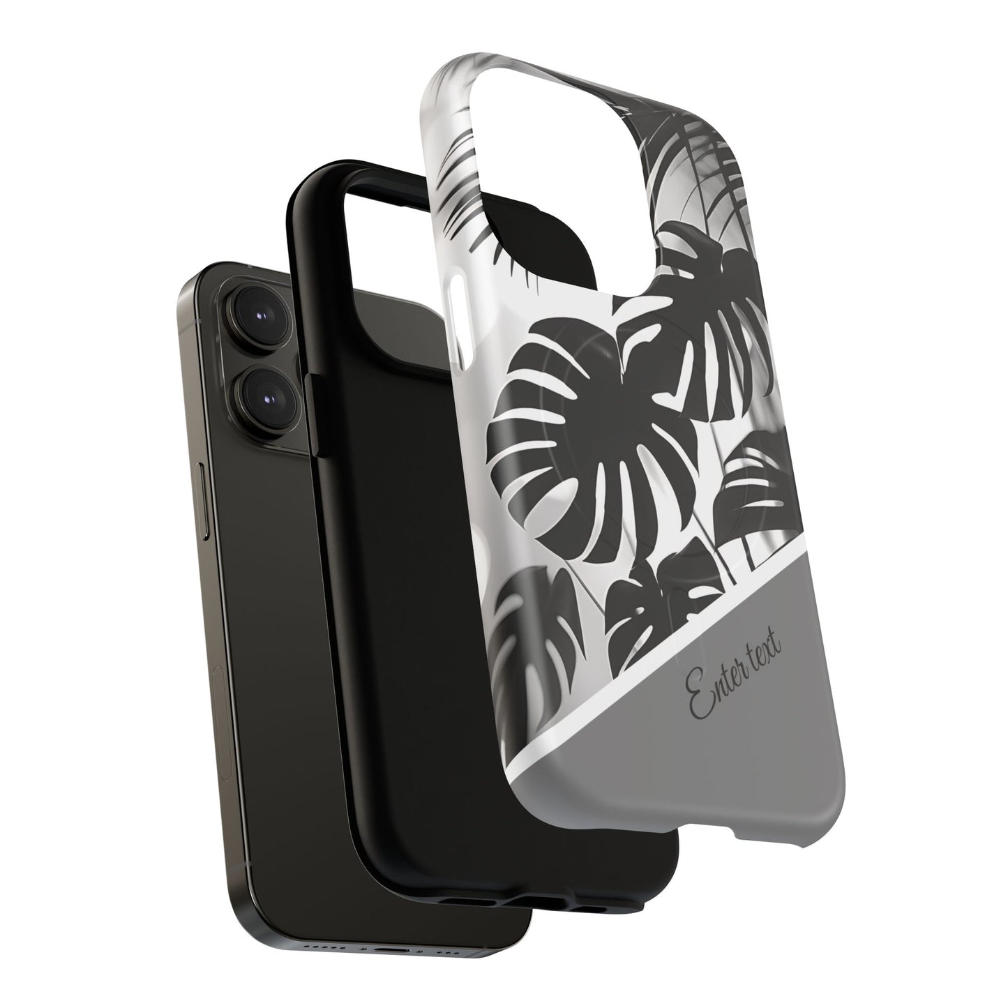 Personalized Monochrome Monstera Tropical Phone Case - Tough Magnetic MagSafe® Cases, Gifts for Nature Lovers, Stylish Phone Accessories, Gifts for Her.
