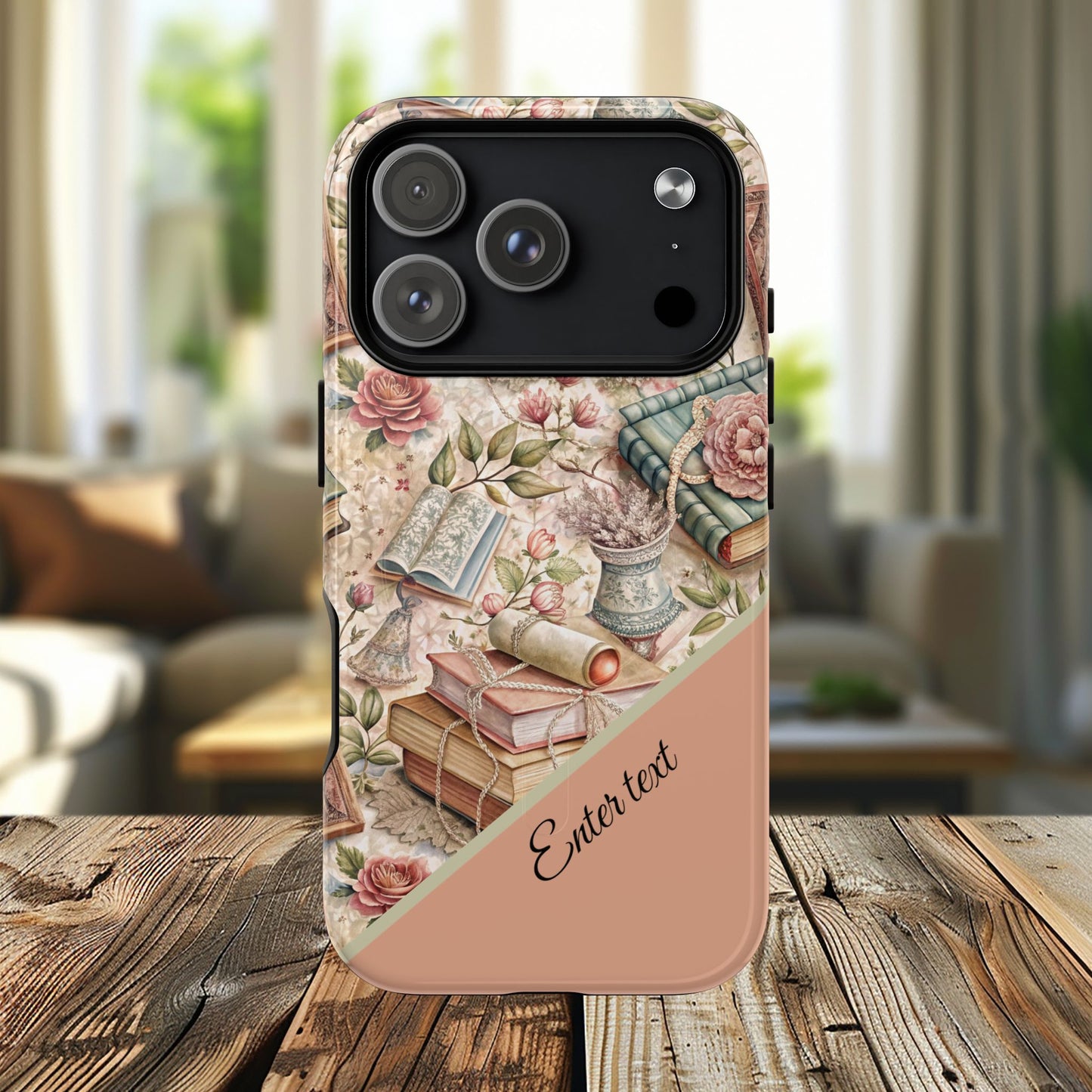 Persoonalized Vintage Book Lover's Tough Magnetic iPhone Case, Literary Gifts, Floral Design, Bookish Aesthetic, Unique Gift for Readers, Protective Case