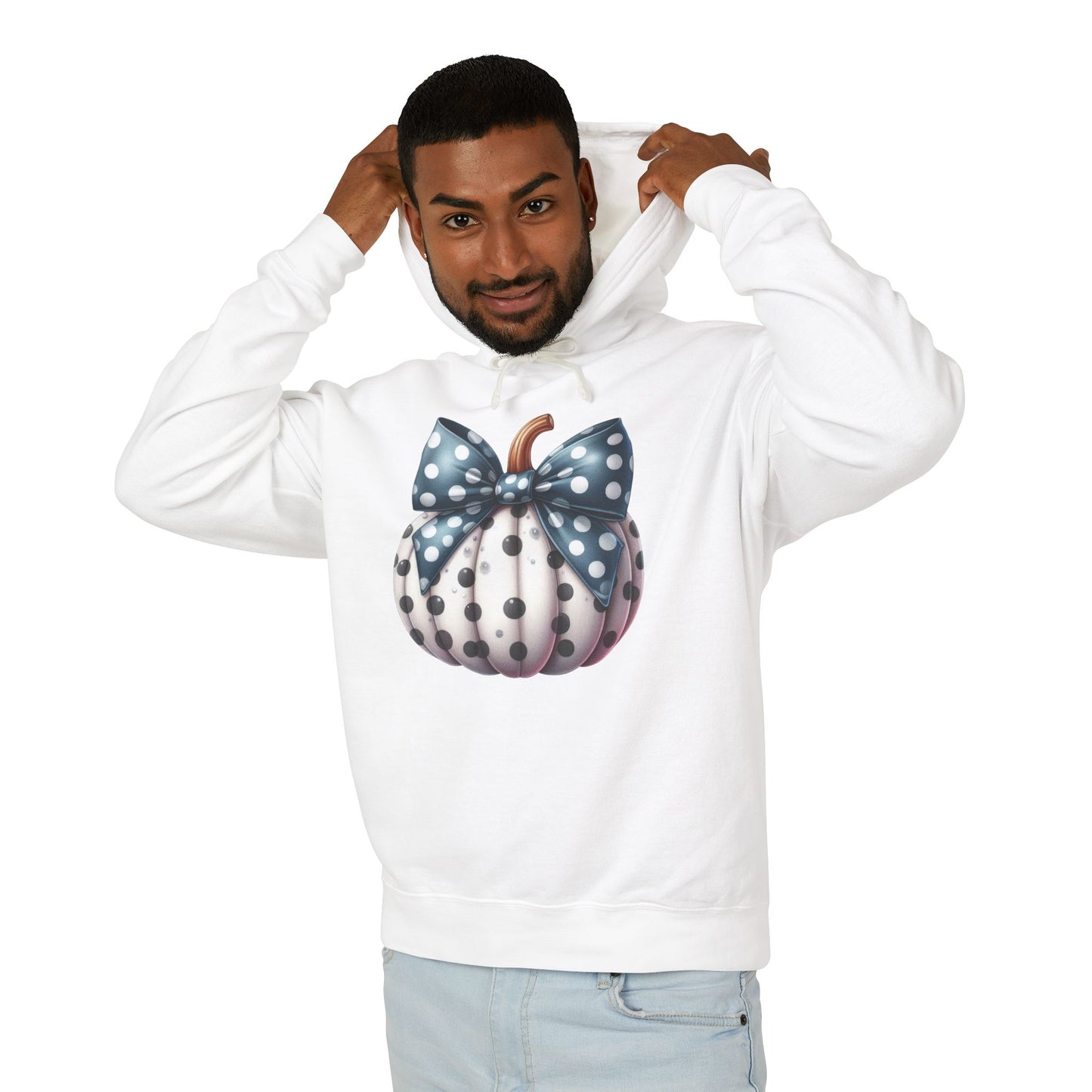 Polka Dot Pumpkin Charm Lightweight Hooded Sweatshirt