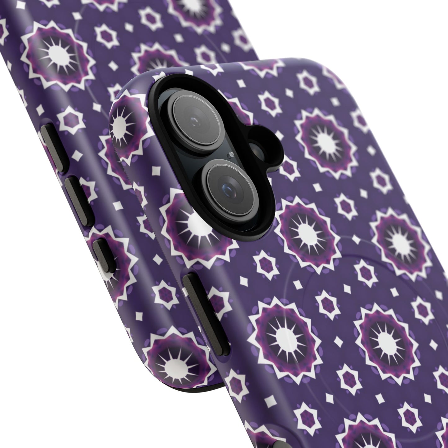 Violet Nova Bloom Stylish Tough Magnetic iPhone Case, Purple Floral iPhone Cover, Durable Cell iPhone Protector, Gift for Her, Mother's Gift