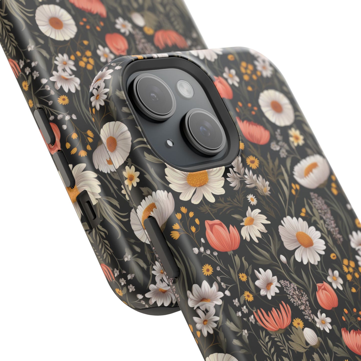 Blossom Elegance: Noir Garden Magnetic Tough iPhone Cases