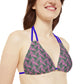 Pink Tropical Bliss Strappy Triangle Bikini Top (AOP)- (PY)