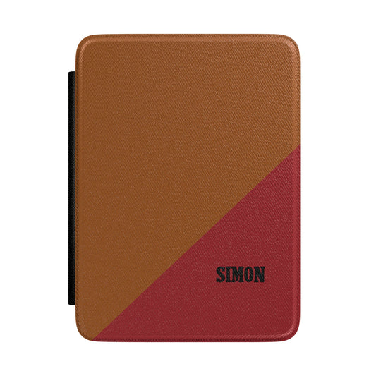 Minimal Monogram Kindle Case – Custom Initials E-Reader Cover (White & Red Accent)