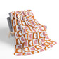 Retro Heart Check Fleece Throw (Pink & Peach) Sherpa Blanket — Gift for Her and Gift for Him